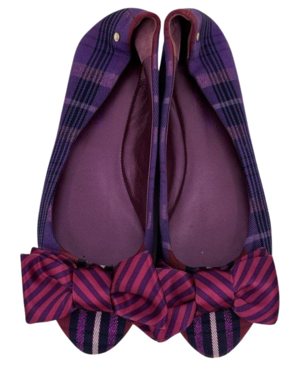 Coach Poppy Cambria Tartan Plaid Ballet Flats Size 6B Bow Detail Multicolor - Picture 4 of 8